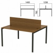 Стол письменный 2-МЕСТНЫЙ на металлокаркасе "Арго", 1400х1236х760 мм, орех (КОМПЛЕКТ)