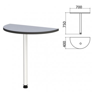 Стол приставной полукруг "Монолит", 700х400х750 мм, цвет серый (КОМПЛЕКТ)