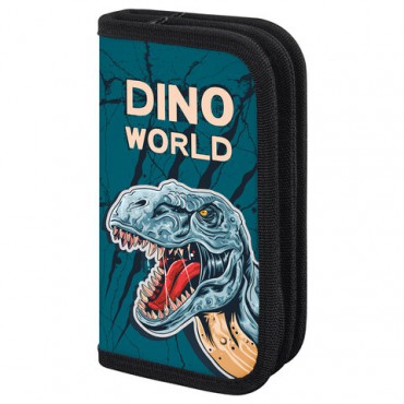 Пенал ПИФАГОР, 2 отделения, ламинированный картон, 19х11 см, "Dino world", 272249