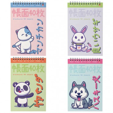 Блокнот А5, 40 л, гребень, картон, клетка, АЛЬТ, KAWAII ANIMALS (4 вида), 3-40-729