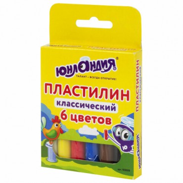 Пластилин классический ЮНЛАНДИЯ "ЮНЛАНДИК-СКУЛЬПТОР", 6 цветов, 120 г, ВЫСШЕЕ КАЧЕСТВО, 105028